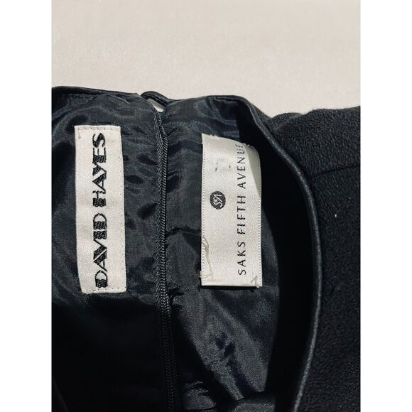 David Hayes wool dress VTG Saks fifth avenue USA classic black winter women 12 - Picture 4 of 11
